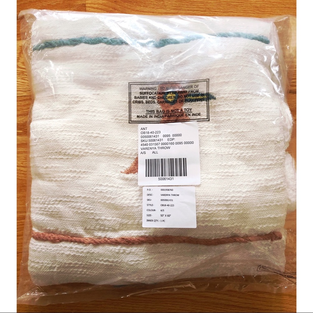 NWT ANTHROPOLOGIE Textured Varenya Throw Blanket - Picture 7 of 7